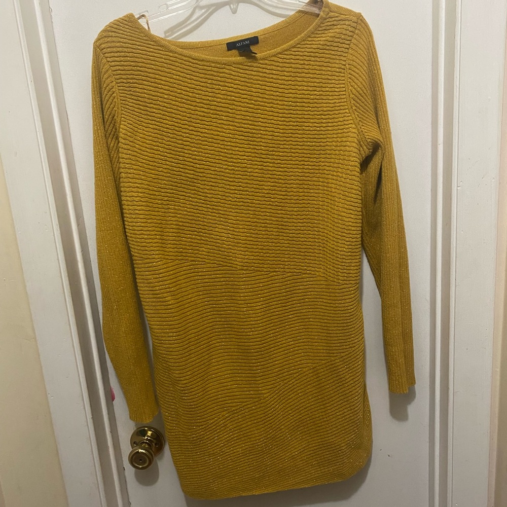 Alfani Mustard Crew Neck Sweater